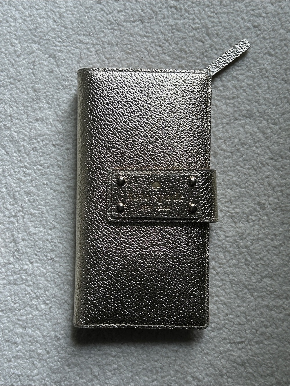 Kate Spade Gold Metallic Wallet Case with Snap Closure